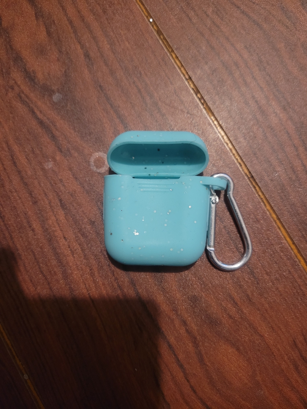 Silicone Earbud Case with Carabiner - Aqua Blue